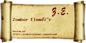 Zombor Elemér névjegykártya